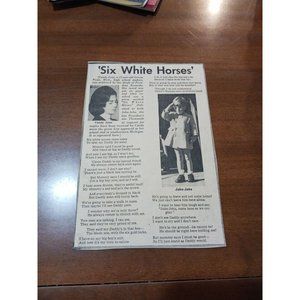 Newspaper Clipping Pres Kennedy Poem SIX WHITE HORSES 1960's History